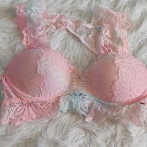 Cotton candy colored VS PINK lace bralette